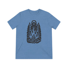Load image into Gallery viewer, Campfire T-shirt - Outdoors T-shirt - Camping T-shirt - Forest T-shirt - Stars and Moon T-shirt - Wilderness T-shirt - Unisex Triblend Tee