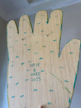 Load image into Gallery viewer, Hand with Eyes, Super Hamsa, mixed media, woodcut wall art