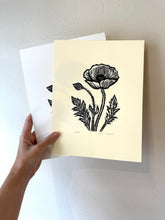 Load image into Gallery viewer, Poppy Flower Hand Printed Linocut Art Print