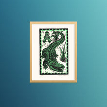 Load image into Gallery viewer, Alligator 8.5" x 11" Linocut Art Print