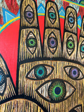 Load image into Gallery viewer, Hamsa Wall Art - Original One of a Kind Fine Art - Psychedelic Art - Evil Eye Art - Eye in Hand Art