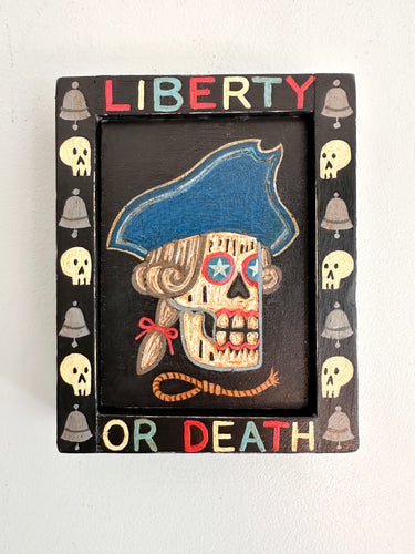 Liberty or Death - Skull Original Carved Wood Painting Wall Art
