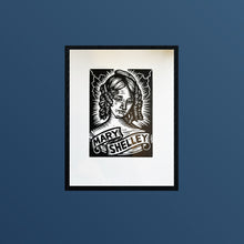 Load image into Gallery viewer, Mary Shelley Linocut Print shown in frame