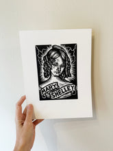 Load image into Gallery viewer, Mary Shelley Linocut Print on White Paper