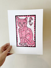 Load image into Gallery viewer, C is for Cat Linocut Art Print