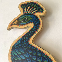 Load image into Gallery viewer, Peacock Cutout - Woodcut Mixed Media Room Decor Wall Art