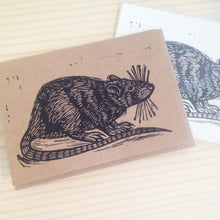 Load image into Gallery viewer, Note Cards - Rat Linocut Art Greeting Cards - Animal Note cards - Note card sets - Greeting Cards