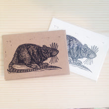 Load image into Gallery viewer, Note Cards - Rat Linocut Art Greeting Cards - Animal Note cards - Note card sets - Greeting Cards
