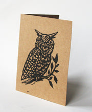 Load image into Gallery viewer, Owl Cards - Owl Note Card Set - Sets of Five Greeting Cards - Animal Cards - Notecard Sets - Owl Greeting Cards - Brown Notecards