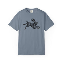 Load image into Gallery viewer, Rabbit Linocut Graphic Unisex Garment-Dyed Cotton Adult T-shirt - Printed to Garment on Demand - Easter Apparel