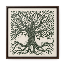 Load image into Gallery viewer, Tree Art on Canvas - Square Ornate Tree Linocut Art on Canvas - Gallery Canvas Wraps - Square Framed Art - Customizable Tree Art