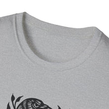 Load image into Gallery viewer, Perched Raven Linocut Graphic on Gildan Softstyle Cotton Tshirt