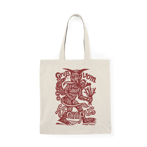 Krampus Natural Tote Bag - Krampus Bag - Canvas Tote - Holiday Tote Bag - Christmas Tote Bag - Krampusnacht Gift - Krampus Night Book Tote