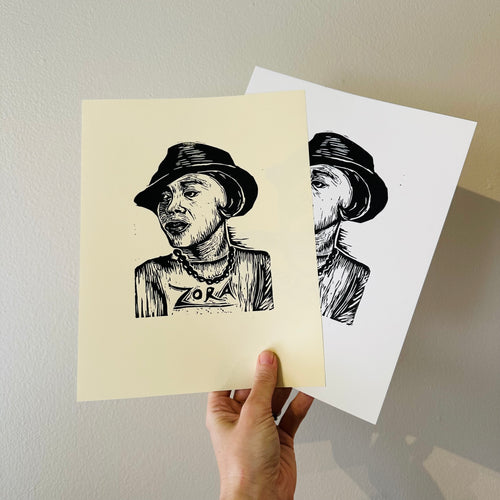 Zora Neale Hurston Linocut Art Print  - Author Art - Writer Gift - Literary Art - Bookstore Art - Library Art - Teacher Gift - Wall Decor