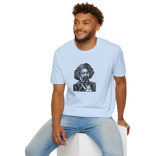 Load image into Gallery viewer, Frederick Douglass Linocut Portrait Print on Demand Unisex Softstyle T-Shirt