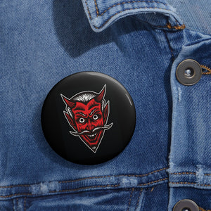 Red Devil Black Pinback Punk Button
