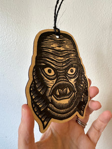 Creature from the Black Lagoon Holiday Ornament - Gilman Face Wooden Ornament - Halloween Ornament - Tree Ornament