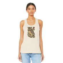 Load image into Gallery viewer, Retro Owl Linocut Graphic Women's Jersey Racerback Tank