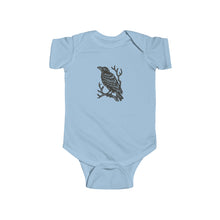 Load image into Gallery viewer, Little Raven Baby Onesie - Bird Linocut Baby Bodysuit - Infant Fine Jersey Bodysuit