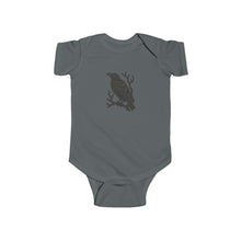 Load image into Gallery viewer, Little Raven Baby Onesie - Bird Linocut Baby Bodysuit - Infant Fine Jersey Bodysuit