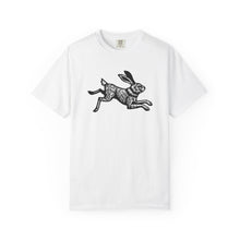 Load image into Gallery viewer, Rabbit Linocut Graphic Unisex Garment-Dyed Cotton Adult T-shirt - Printed to Garment on Demand - Easter Apparel