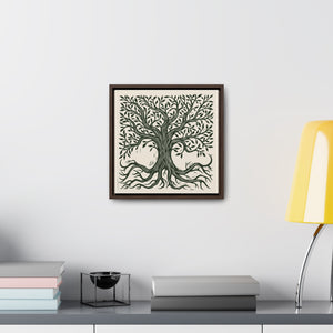 Tree Art on Canvas - Square Ornate Tree Linocut Art on Canvas - Gallery Canvas Wraps - Square Framed Art - Customizable Tree Art