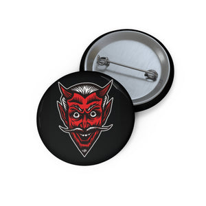 Red Devil Black Pinback Punk Button