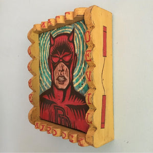 Daredevil Fan Art Original Wall Art - Woodcut Painting - Comic Book Wall Art