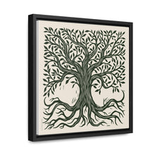 Load image into Gallery viewer, Tree Art on Canvas - Square Ornate Tree Linocut Art on Canvas - Gallery Canvas Wraps - Square Framed Art - Customizable Tree Art