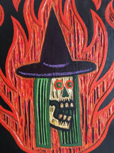 Load image into Gallery viewer, Burn Witch Burn Original Carved Wood Painting - Skull Art