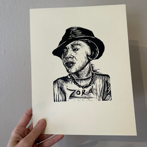 Zora Neale Hurston Linocut Art Print  - Author Art - Writer Gift - Literary Art - Bookstore Art - Library Art - Teacher Gift - Wall Decor