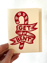 Load image into Gallery viewer, Get Bent - Candy Cane Christmas Card - Funny Christmas Cards - Snarky Holiday Cards - Letterpress Card