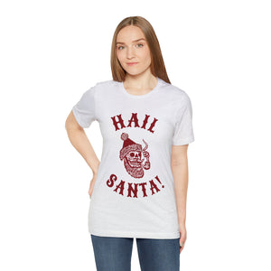 Hail Santa Unisex Jersey Short Sleeve Tee - Smoking Skull Santa T-shirt - Funny Christmas T-shirt