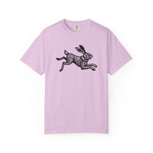 Load image into Gallery viewer, Rabbit Linocut Graphic Unisex Garment-Dyed Cotton Adult T-shirt - Printed to Garment on Demand - Easter Apparel