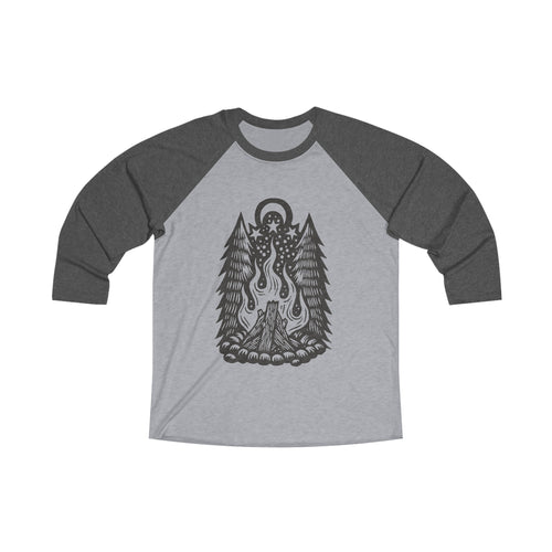 Campfire Baseball Tee - Campfire T-shirt - Outdoors Shirt - Forest Shirt - Camping Shirt - Unisex Tri-Blend 3\4 Raglan Tee