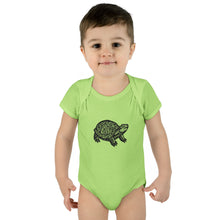Load image into Gallery viewer, Turtle Linocut Graphic Infant Baby Rib Bodysuit