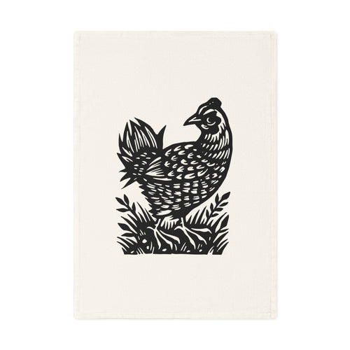 Chicken Cotton Tea Towel - Organic Cotton Towel - Farmhouse Decor - Country Kitchen Decor