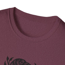 Load image into Gallery viewer, Perched Raven Linocut Graphic on Gildan Softstyle Cotton Tshirt