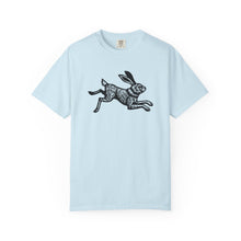 Load image into Gallery viewer, Rabbit Linocut Graphic Unisex Garment-Dyed Cotton Adult T-shirt - Printed to Garment on Demand - Easter Apparel