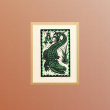 Load image into Gallery viewer, Alligator Linocut in Frame