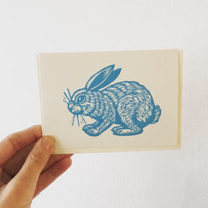 Blue Bunny Rabbit Note Card
