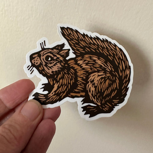 Brown Squirrel Sticker, Squirrel Sticker, Vinyl Sticker, Waterproof Sticker, Die Cut Sticker, Animal Sticker