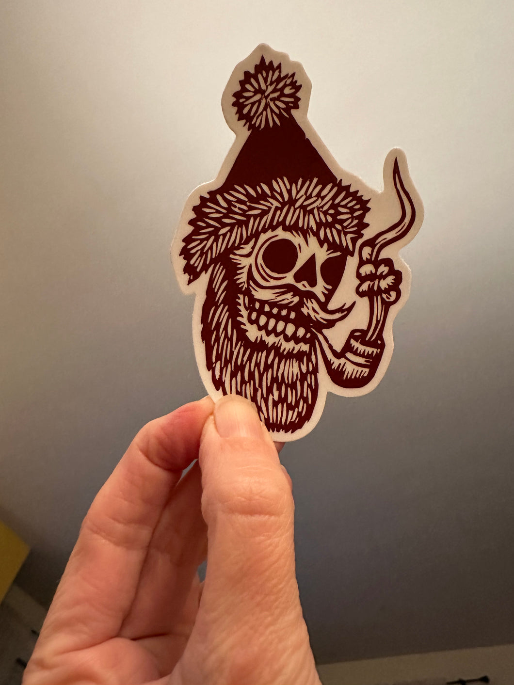 Smoking Skull Santa Sticker