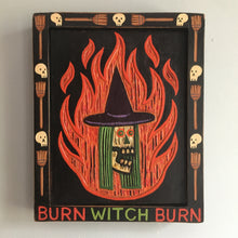 Load image into Gallery viewer, Burn Witch Burn Original Carved Wood Painting - Skull Art