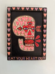 Eat Your Heart Out - Skull with Hearts Original Wall Art