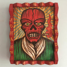 Load image into Gallery viewer, The Red Skull Comic Book Fan Art Original Art - Secret Identity Series  - Woodcut Painting - Comic Book Villain Artwork - OOAK