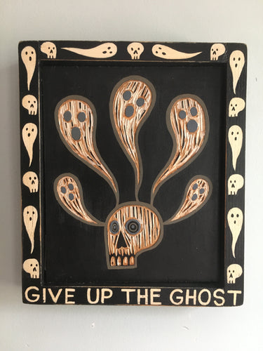 Give Up the Ghost Original Carved Wood Painting