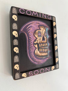 Grim Reaper Carved Wood Painting