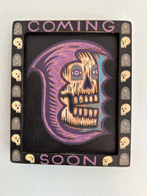 Load image into Gallery viewer, Grim Reaper Coming Soon Carved Wood Painting with Skulls and Headstones