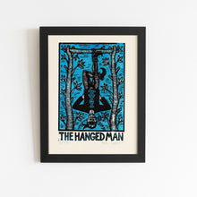 Load image into Gallery viewer, Tarot Art Linocut Print - Hanged Man Tarot Card - Original Handmade Woodcut Print - Occult Art - Goth Art - Linocuts - Block Prints